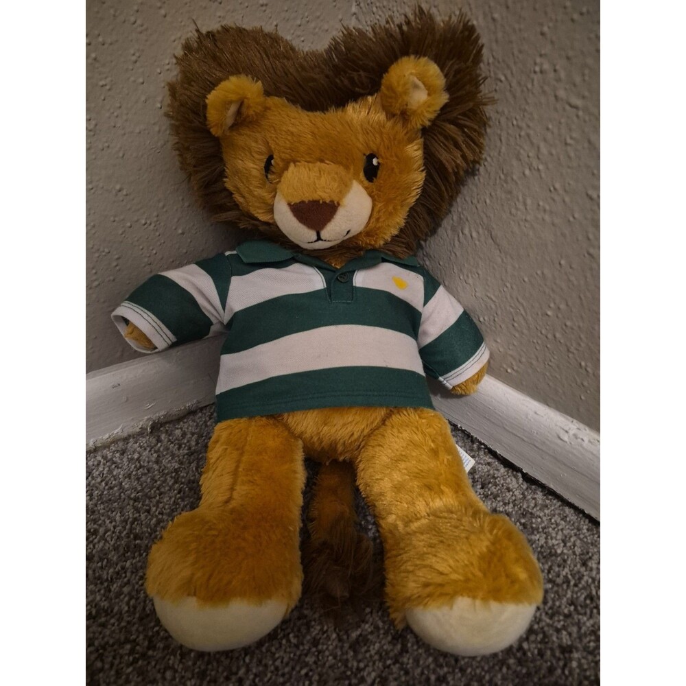 Build a Bear Lovable Lion Heart Shape Head Plush Stuffed Animal Toy 17”  W/ Polo